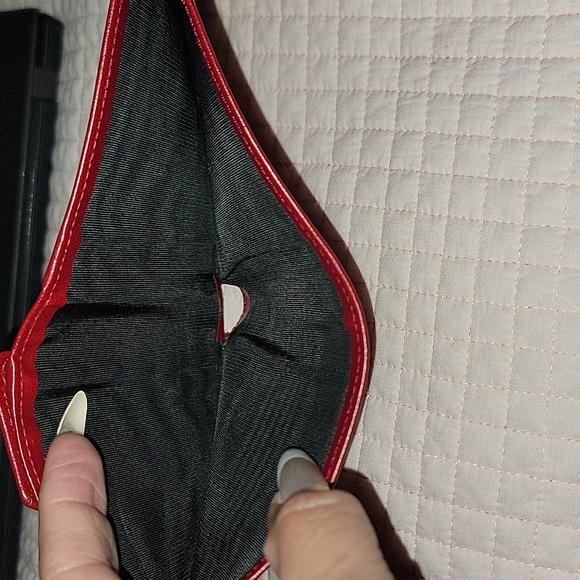 YSL Red Leather Wallet with White Accents - Picture 6 of 6